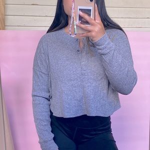 Hollister Grey Long Sleeve Top Sweater